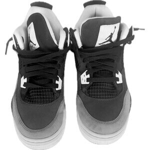 Air Jordan 4 Retro Fear Size 7Y Preowned Youth GS Black Grey FQ8213-002 Great
